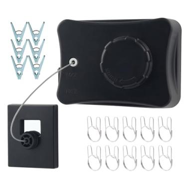 Imagem de Varal retrátil para pendurar roupas secas e molhadas em linhas de roupas resistentes ao ar livre de 5 metros (preto)