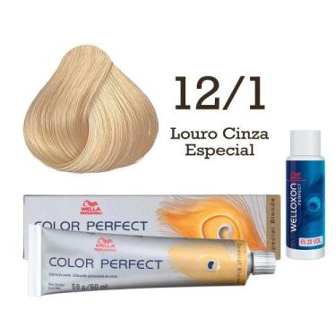 Imagem de Coloração Color Perfect 12/1 Louro Cinza Especial + Oxidante Welloxon 
