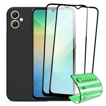 Imagem de Capa Protetora Aveludada + 2 Películas de Proteção em Cerâmica Anti-Impacto para Samsung Galaxy A06, Preto