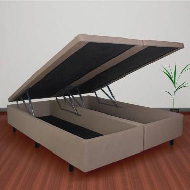 Imagem de Cama Baú Queen em Courino 158cm X198cm Madeira em Eucalipto
