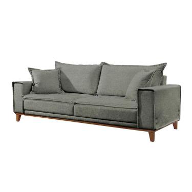 Imagem de Sofá Fixo Aquiles 3 Lugares Luxo 2,20m Castellar Móbile Linho Cinza