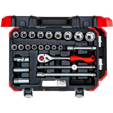 Imagem de Jogo De Soquetes Sextavados 24 Peças Com Encaixe 1/2 Pol