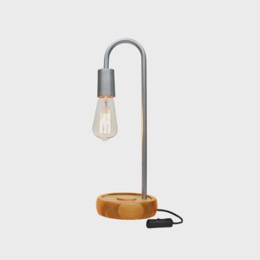 Imagem de Luminária de Mesa Taschibra Flam Metal/Madeira E27 Bivolt Prata