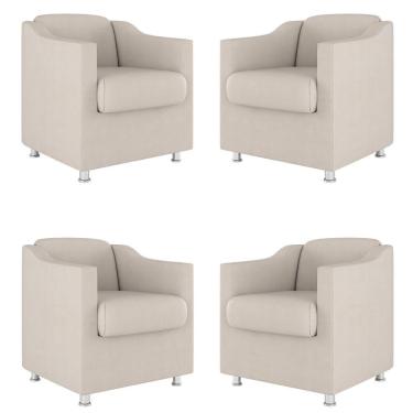 Imagem de Kit 04 Poltronas Decorativas Sala De Espera Clinica Suede Cor: bege