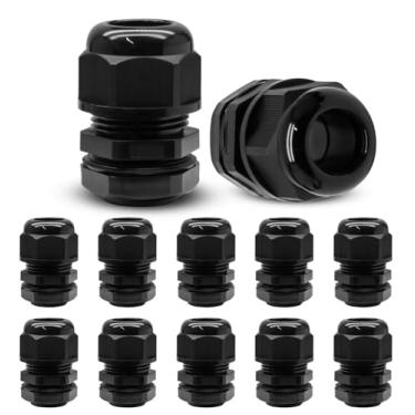 Imagem de Kyuionty 12 peças de glândulas de cabo de nylon NPT de 3/10.2 cm, conector de cabo de alívio de tensão preto IP68 à prova d'água caixa de junção protetores de fio ajustáveis para cabo de 13 a 18 mm de