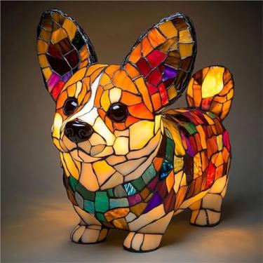 Imagem de Lâmpada Corgi, Dachshund, Chihuahua, Schnauzer, Bulldog Francês, Cachorro Boxer, Pug, Beagle, Pomerânia, Basset Hound Luz de Mesa Bonito Vintage Animal Lâmpada de Mesa LED Resina Manchada Luz Noturna