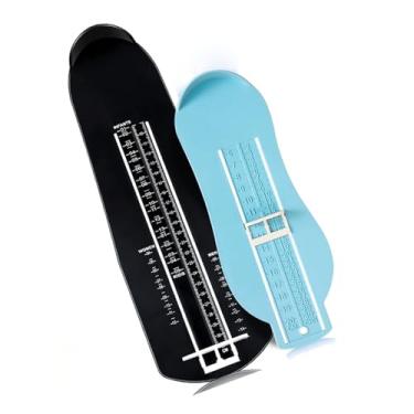 Imagem de BWXXXR 2 peças de dispositivos de medição de pé régua de medição de tamanho de sapato para adultos e crianças (preto e azul), Preto, 1