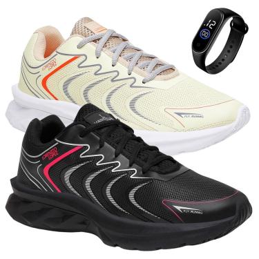 Imagem de Kit 2 Tênis Feminino Treino Caminhada Academia Leve + Relógio-Feminino