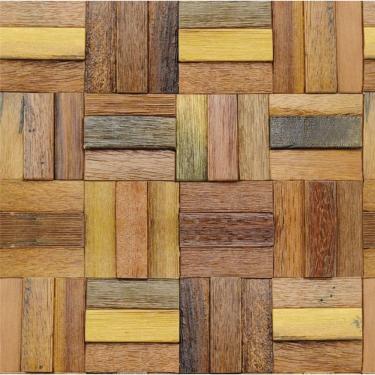 Imagem de Papel De Parede Adesivo Bloco  3d De Madeira Lavável Cozinha  3 metros