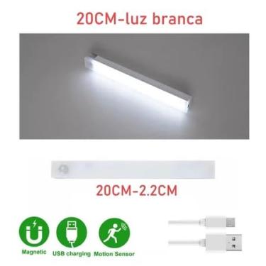 Imagem de Luminária LED Bastão Recarregável Sem Fio com Ímã, Toque e Suporte Magnético – Luz de Sobrepor para Armário, Guarda-Roupa ou Banheiro (20cm luz branca)