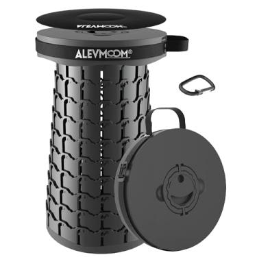 Imagem de ALEVMOOM Banco dobrável 2GG atualizado de 50 cm com almofada, banco telescópico portátil, capacidade de 453 kg, cadeira dobrável retrátil resistente para adultos, para acampamento, pesca, caminhadas