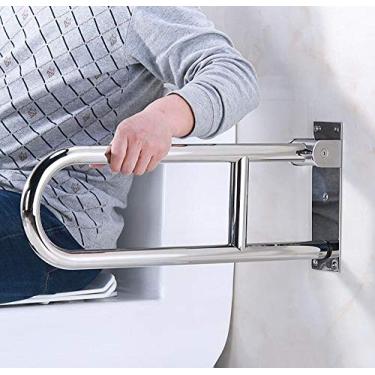 Imagem de Barras de apoio, suporte de segurança, corrimãos de aço inoxidável, barra de apoio para chuveiro, suporte de parede, corrimãos de banheiro, suporte de braço dobrável para deficientes de vaso sanitário