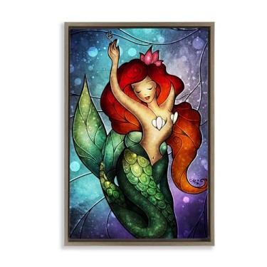 Imagem de Stupell Industries Arte de parede em tela flutuante marrom sereia sonhando submarino, design por Mandie Manzano, 21 x 31