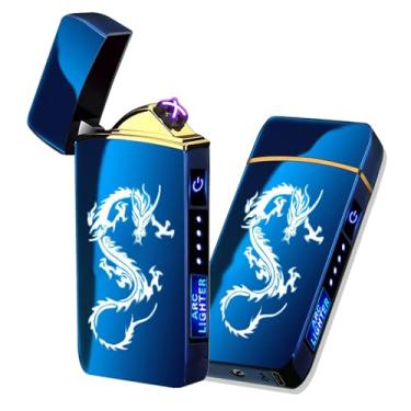 Imagem de Arc Smart Isqueiro Elétrico Recarregável USB À Prova de Vento Sem Chama - Leve para Fogo, Churrascos, Fogos de Artifício, Velas, Camping - Ao Ar Livre Interior (Blue Dragon-T3)
