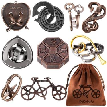 Imagem de 9 pcs Brain Teaser Puzzles Disentanglement Puzzles Metal Puzzle Logic Metal Puzzle for Adult Lock Puzzles Gift for AdultsTeenagers