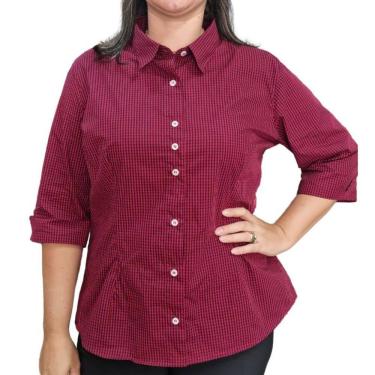 Imagem de Camisa Xadrez 782 Feminina Manga 3/4 Algodão 100%