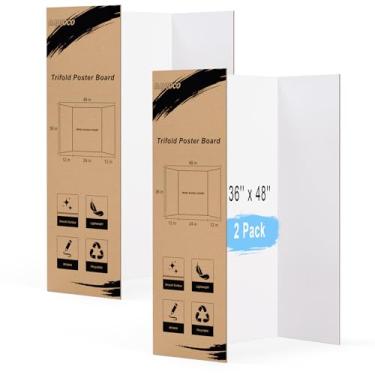 Imagem de HAUTOCO Pôster de 91 cm x 121 cm, pacote com 2 quadros grandes de três dobras, papelão ondulado branco para feiras de ciências, projetos escolares, exibições de eventos, negócios