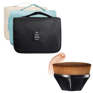 Imagem de Kit Viagem Necessaire Organizadora Com Pincel Hexagonal Para Maquiagem