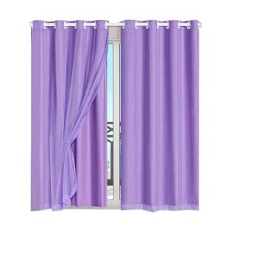 Imagem de Cortina Veda Luz Blackout Blecaute PVC Com Tecido Voil Para Janela e Porta(Lilás-280x180)