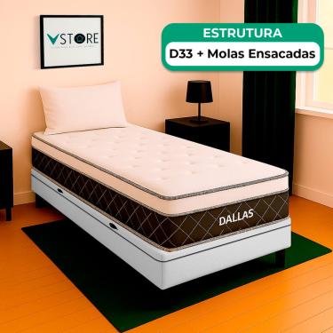 Imagem de Cama Box Baú Solteiro e Colchão Dallas Molas V-Store