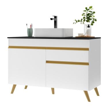 Imagem de Gabinete Banheiro 2 Portas E 1 Gaveta Retrô 120cm Fg5025 Branco