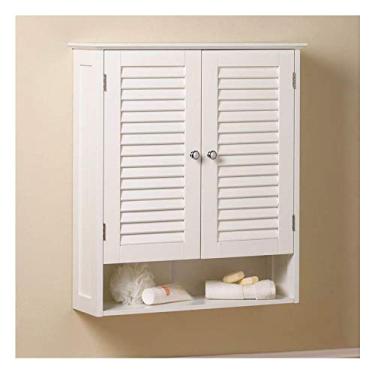 Imagem de Armário de remédios para pendurar na parede de porta branca organizador de prateleira de armazenamento de banheiro de madeira 58,4 cm x 17,8 cm x 68,6 cm (CxLxA) do conjunto