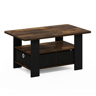 Imagem de Furinno Mesa de Centro Andrey com Gaveta de Caixa, Pinheiro Âmbar/Preto
