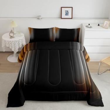 Imagem de Feelyou Conjunto De Cama Geométrico Ombré, Masculino, Adulto, Adolescente, Laranja, Amarelo E Cinza, Preto, Edredom, Infantil, Meninos, Meninas, Moderno, Coleção Quarto, 3 Peças, Tamanho Queen