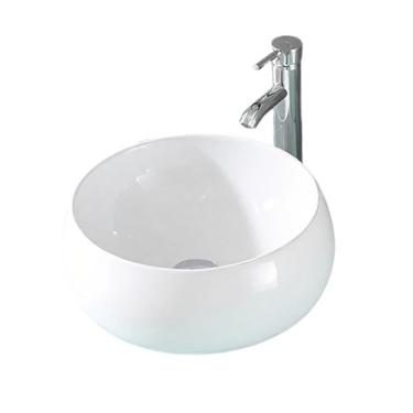 Imagem de Pia de vaso de banheiro, cerâmica de porcelana branca, instalação acima do balcão, vaidade pequena (40 x 40 x 15,5 cm)