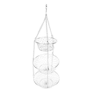 Imagem de Cesta de Frutas Penduradas, Arame de Ferro de 3 Camadas Pendurado Em Armazenamento Vegetal Cestas Penduradas para a Cozinha Engenhosa de Frutas de Ferro Forjado Pendurado para Cozinhas,