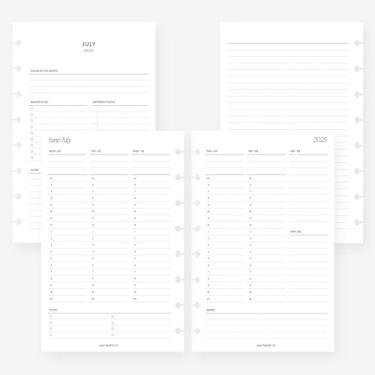 Imagem de MAY PAPER CO. 2025/2026 Meia carta 2025 Semana em duas páginas agenda agenda agenda refil para caderno de 8 discos Levenger Circa Junior, Arc by Staples, TUL Junior 14 x 21 (vertical a cada hora)