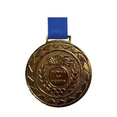 Imagem de Kit Com 50 Medalhas de Bronze M36 Honra ao Mérito Fita Azul - Crespar