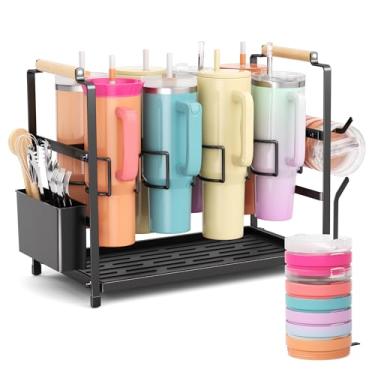 Imagem de Ftikvo Organizador de garrafa de água para copo de 1,134 g com alça, suporte multifuncional 2 em 1 para armazenamento de copos Stanley, suporte de copo Stanley, escorredor para organizador de armários