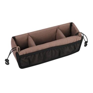 Imagem de TTETTZ Bolsa para carrinho de bebê com 3 compartimentos, resistente ao desgaste, bolsa de armazenamento universal, alça ajustável para brinquedos, acessórios, Marrom