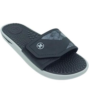 Imagem de Chinelo Molekinho Menino Infantil Slide Regulável, Preto, Branco, Graf