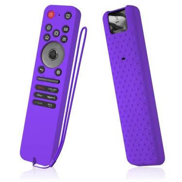 Imagem de AKSHFETH Capa de controle remoto de silicone para LG MR25GA, compatível com Smart TVs LG OLED 2025 C5, B5, G5, série M5, com cordão (roxo)