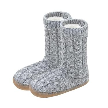 Imagem de Panda Bros Pantufas masculinas aconchegantes para uso interno, felpudas, com solas antiderrapantes, tricotadas para o inverno, meias quentes para uso doméstico, Cinza claro, 7-9.5