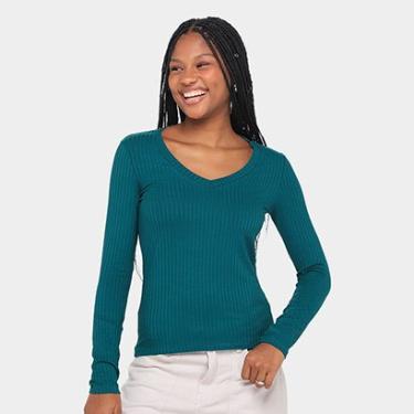 Imagem de Blusa Lunender Canelada Tracy Manga Longa Feminina-Feminino