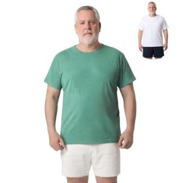Imagem de Kit 2 Camisas Masculina Manga Curta Plus Size Malha Fria - Genérica, J