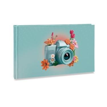 Imagem de Álbum de fotos Ical, encadernação fotolivro autocolante, com 12 páginas de papel rígido branco - compatível com Polaroid e Instax mini - linha Instalovers grande - modelo verde-claro câmera 3D - 896