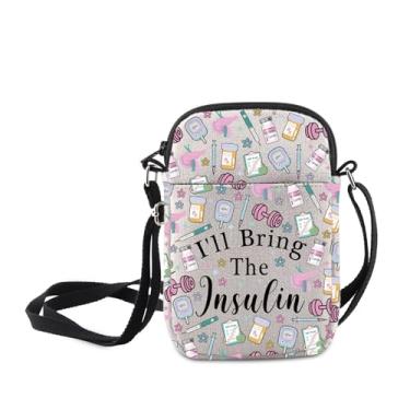 Imagem de MNIGIU Bolsa mensageiro de insulina engraçada presente de conscientização sobre diabetes I'll Bring The Insulin Crossbody Bag Diabetes Warrior Gift, I'll Bring the Insulin