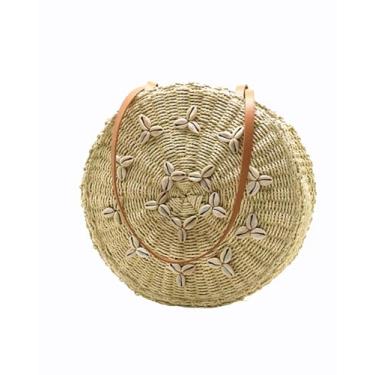 Imagem de SHAREYOIU Bolsa feminina de palha de tecido bolsa de ombro bolsa de praia, Bege