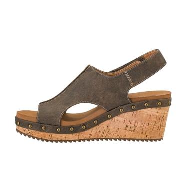 Imagem de Corkys Footwear Cunhas femininas For Keep – com palmilhas acolchoadas de espuma EVA, salto de 6 cm, leve para usar o dia todo, fácil de colocar e tirar com o fecho de velcro, Chocolate, 38