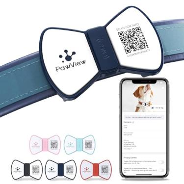 Imagem de PawView Tag de Identificação para Pet Slide On, Personalizada com QR Code & NFC, Estilo Gravata Borboleta, Silicone Silenciosa, Alerta de Localização Instantâneo, Controle via APP