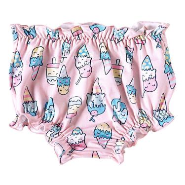 Imagem de Calcinha Biquíni Porta Fralda Bebê Proteção UV 50+ Sorvetes Rosa Tip Top