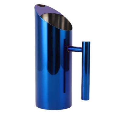Imagem de Haofy 1L Beverage Pitcher Premium 304 Jarra de Aço Inoxidável Com Bico Derramamento, Ampla Faixa de Temperatura (-30 ° C a 120 ° C) para Chá Cocktails Refrigerador Armazenamento (BLUE)