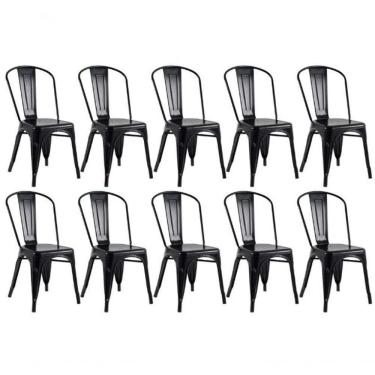 Imagem de Kit 10 Cadeiras Tolix Fosca – Aço Industrial Preto, Estilo Retrô Para Sala, Cozinha Ou Escritório