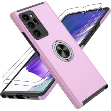 Imagem de Capa para Samsung Galaxy Note 20 Ultra com suporte de anel magnético de 360° e [protetor de tela HD × 2] capa para celular - roxa