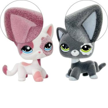 Imagem de Figura de animal flocada Toy Pet Shop, gato de cabelo curto, 5 cm, 2 peças