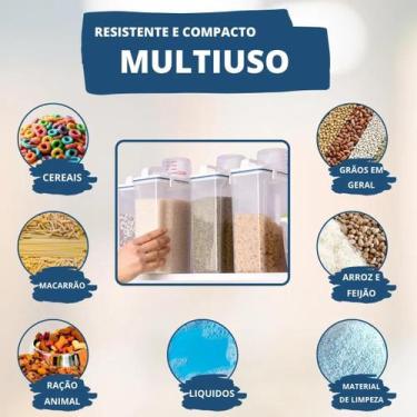 Imagem de Pote Hermético Com Medidor 2 Litros Cereais Sabão Lavanderia Ração Pas